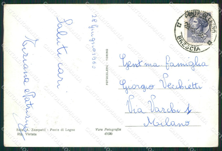 Brescia Ponte di Legno Foto FG cartolina ZK6717 – retro