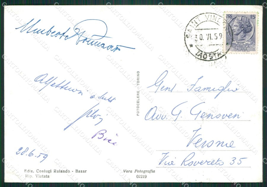 Aosta Saint Vincent Foto FG cartolina ZK6722 – retro