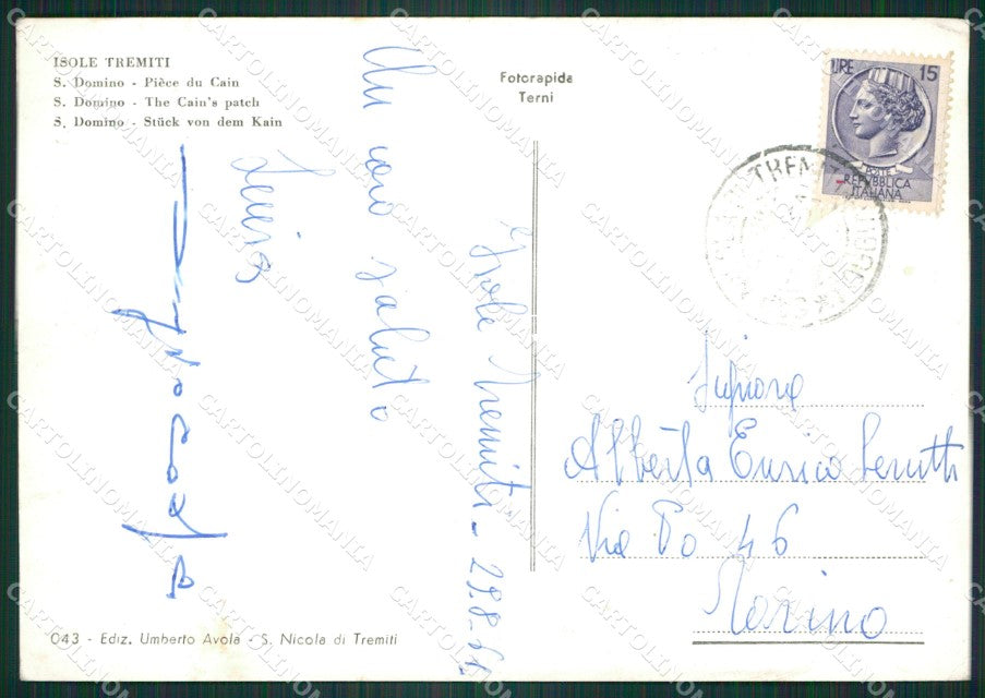 Foggia Isole Tremiti San Domino Foto FG cartolina ZK6762 – retro