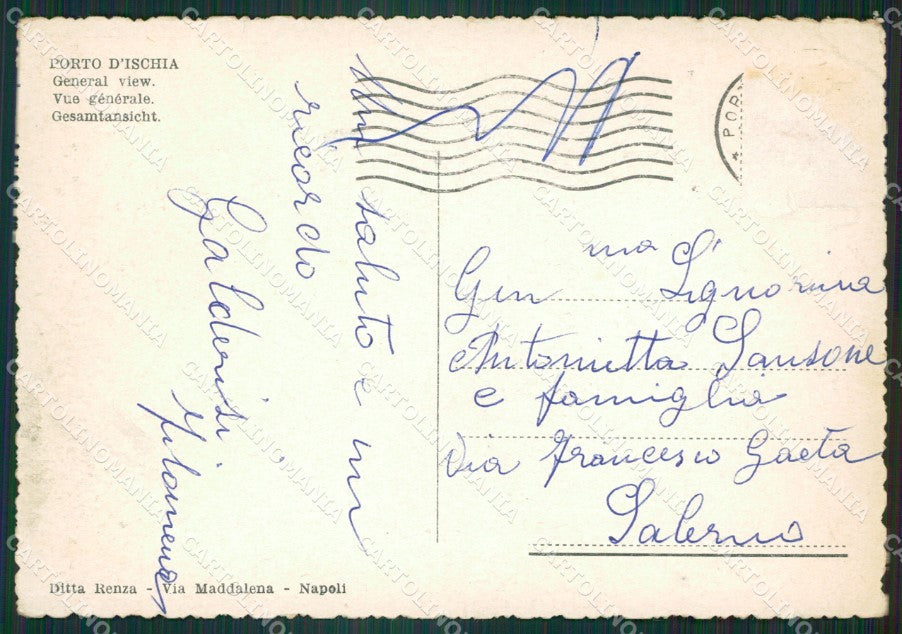 Napoli Ischia PIEGHINE FG cartolina ZK6783 – retro