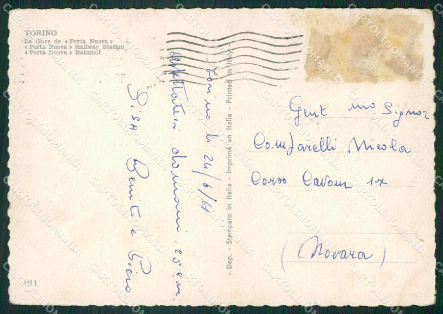 Torino Città Stazione PIEGHE FG cartolina ZK6803 – retro