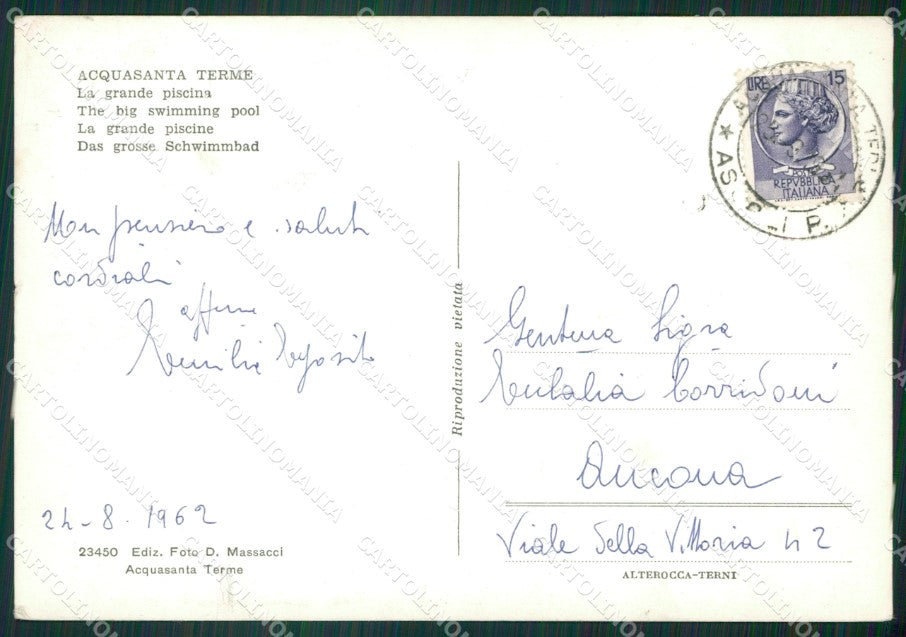 Ascoli Piceno Acquasanta Terme FGFG cartolina ZK6809 – retro