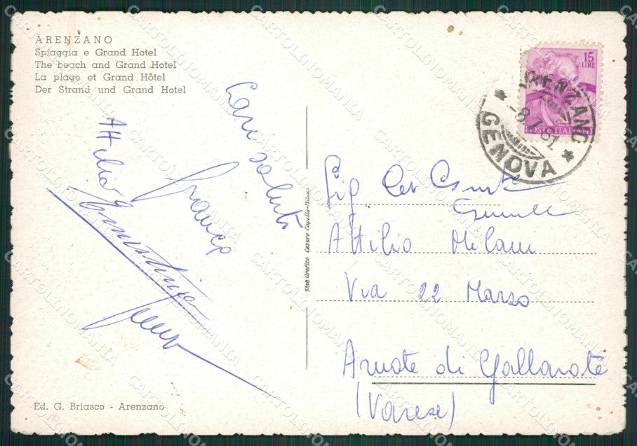 Genova Arenzano PIEGA FG cartolina ZK6811 – retro