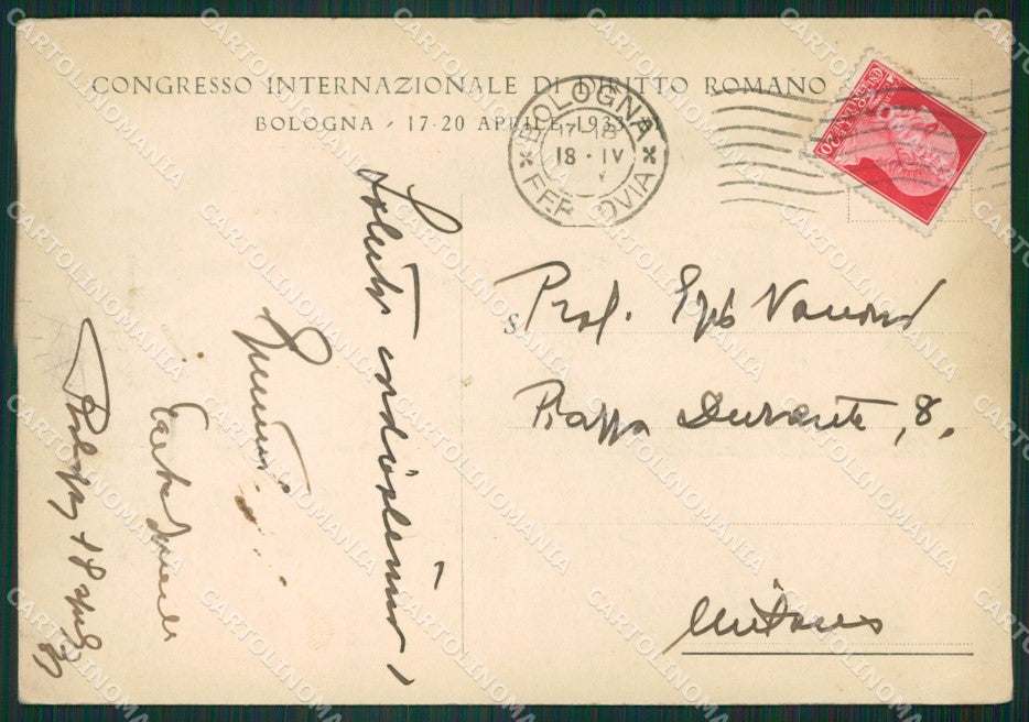 Bologna Congresso Internazionale di Diritto Romano FG cartolina ZK6848 – retro