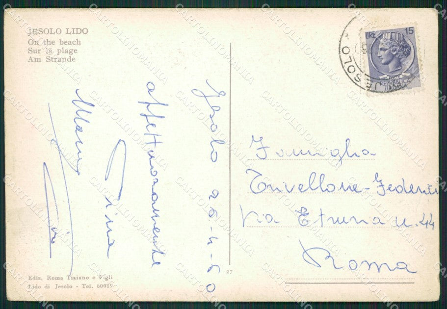 Venezia Jesolo Lido di Barche FG cartolina ZK6876 – retro