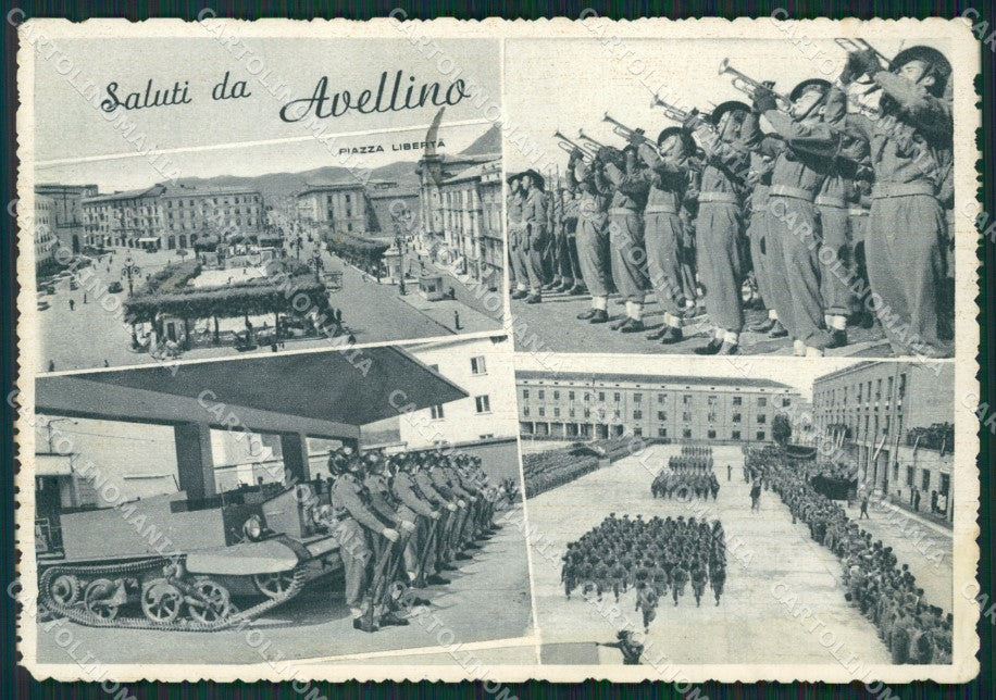 Avellino Città Saluti da Militari MACCHIA PIEGA FG cartolina ZKM6885 – fronte