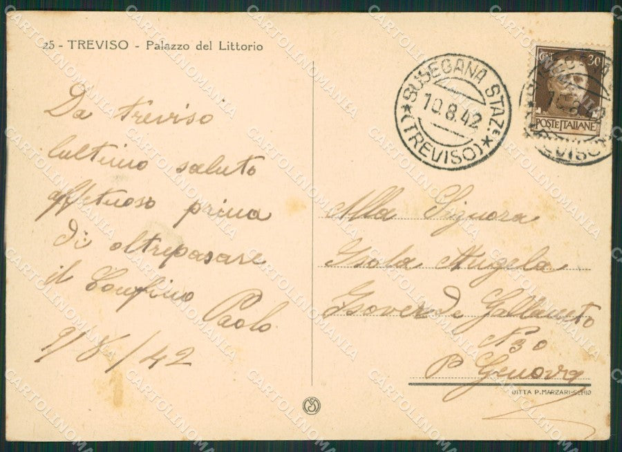 Treviso Città Palazzo del Littorio FG cartolina ZKM6899 – retro
