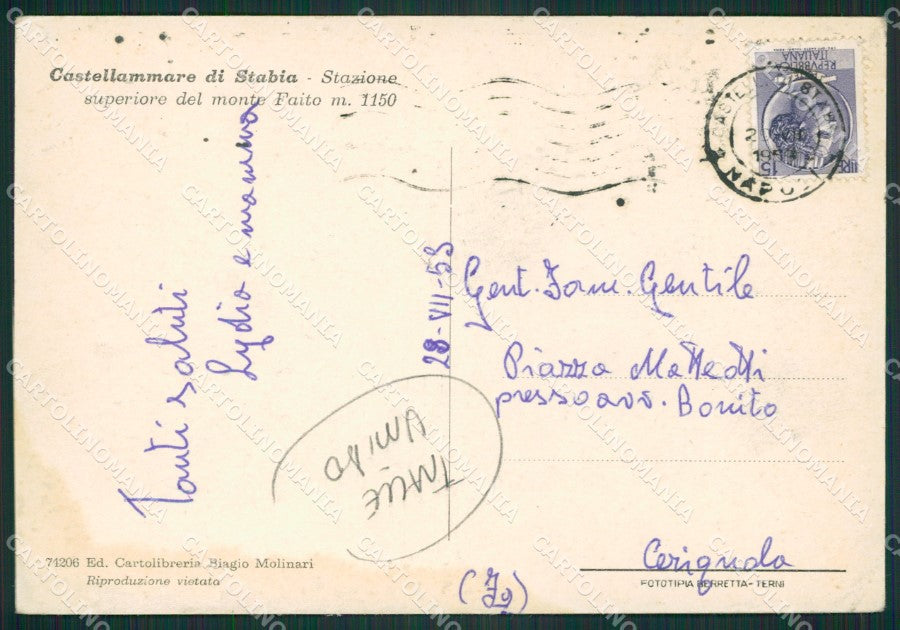 Napoli Castellammare di Stabia TRACCE UMIDO FG cartolina ZKM6913 – retro