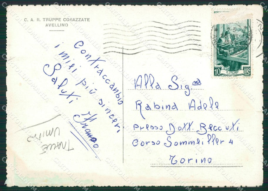 Avellino Città Saluti da Militari TRACCE UMIDO FG cartolina ZKM6920 – retro