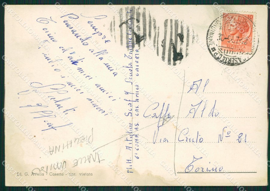 Caserta Città Scuola Truppe Corazzate PIEGHINA TRACCE UMIDO FG cartolina ZKM6926 – retro