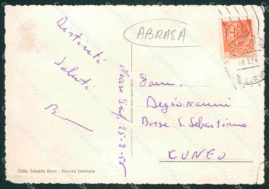 Salerno Nocera Inferiore Caserma ABRASA FG cartolina ZKM6931 – retro