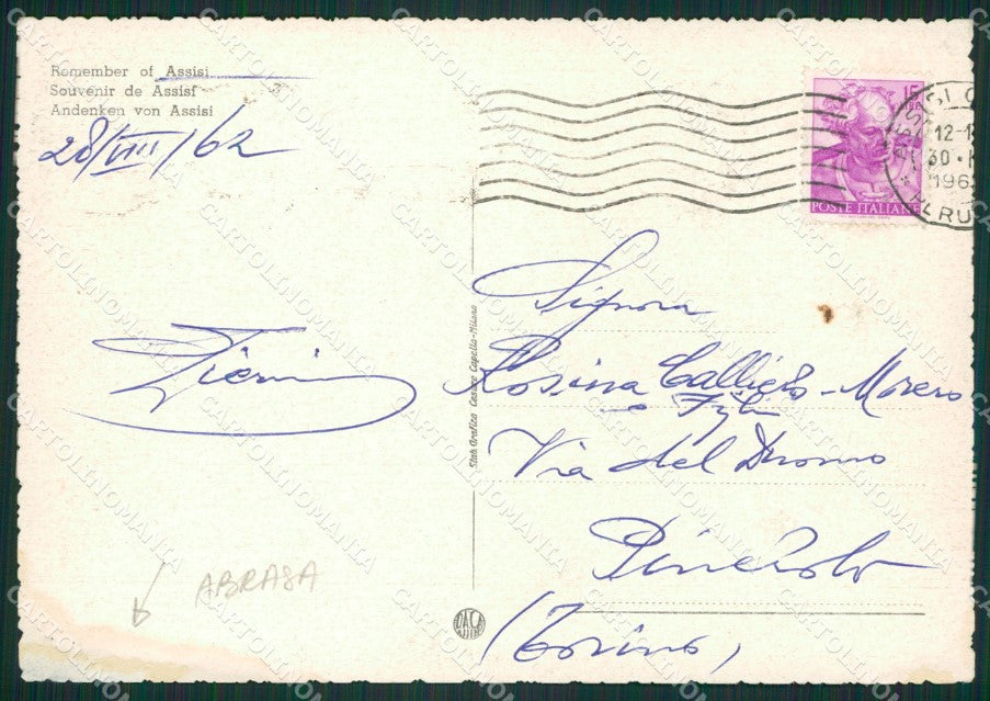 Perugia Assisi ABRASA FG cartolina ZKM6958 – retro