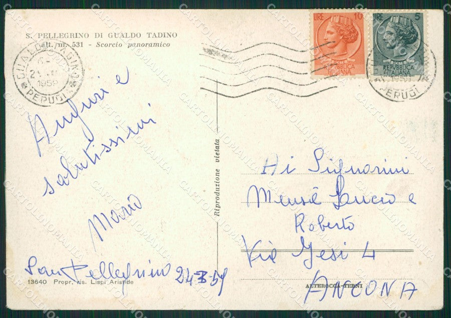 Perugia Gualdo Tadino San Pellegrino di FG cartolina ZKM6959 – retro