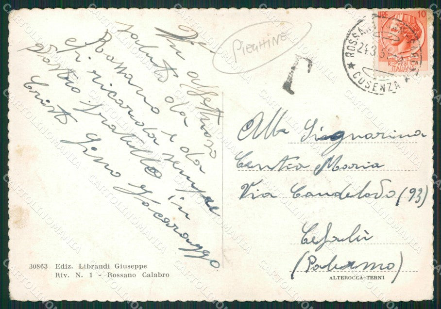 Cosenza Rossano Calabro PIEGHINE FG cartolina ZKM6972 – retro