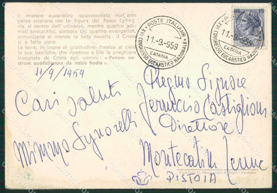 Catania Città Congresso Eucaristico Nazionale FG cartolina ZKM6979 – retro