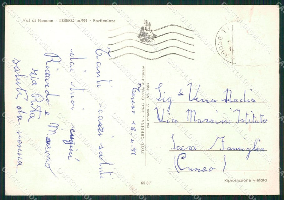 Trento Tesero Foto FG cartolina ZKM6992 – retro