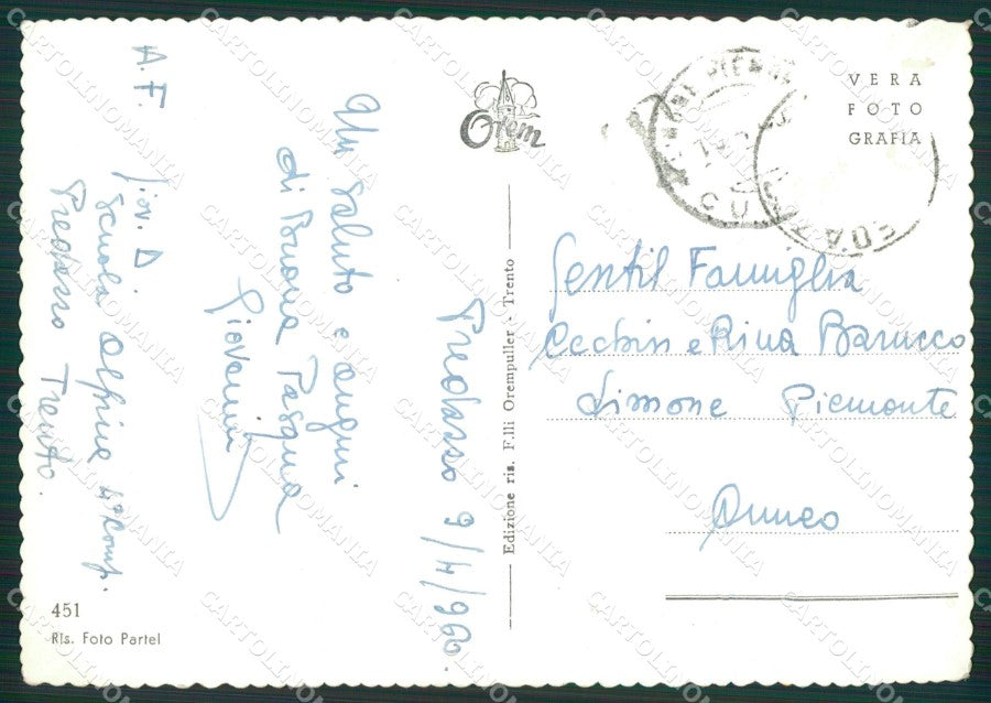 Trento Pedrazzo Foto FG cartolina ZKM7013 – retro