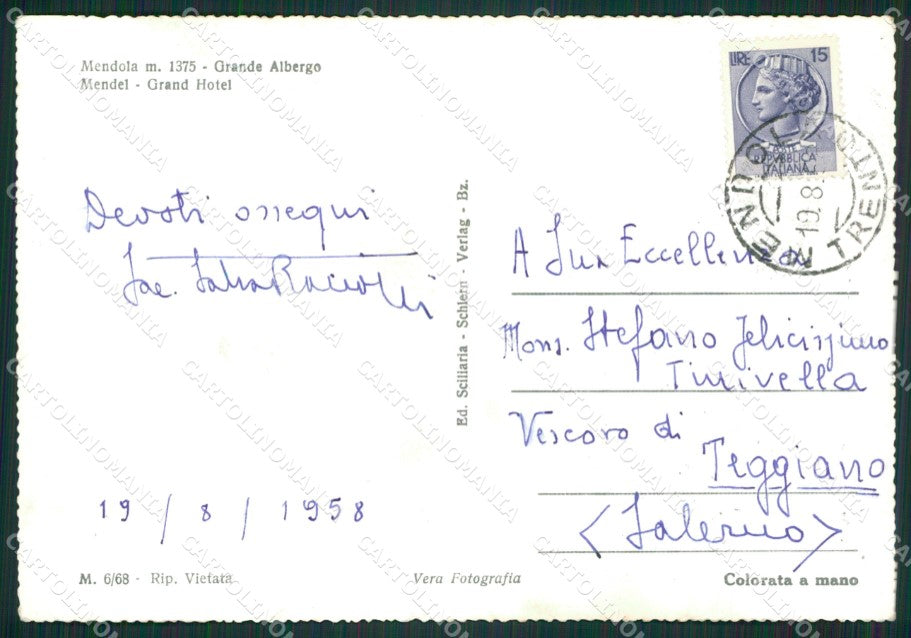 Trento Mendola Foto FG cartolina ZKM7023 – retro