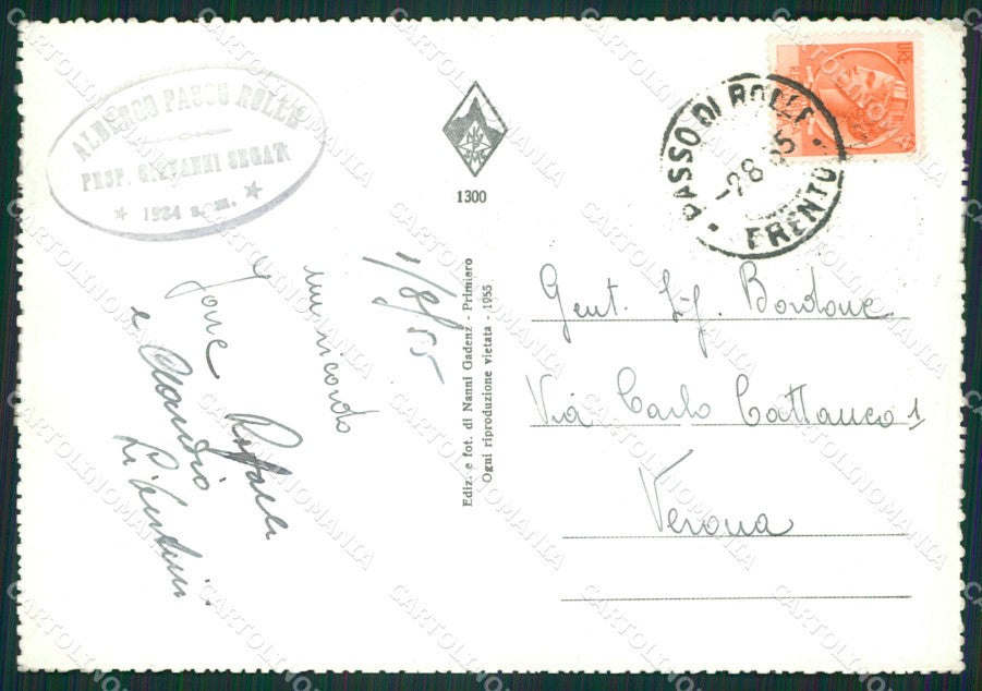 Trento Siròr Passo Rolle Foto FG cartolina ZKM7025 – retro