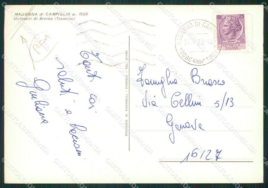Trento Pinzolo Madonna di Campiglio PIEGA Foto FG cartolina ZKM7026 – retro