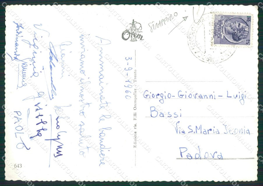 Trento Pieve Tesino STRAPPINO Foto FG cartolina ZKM7033 – retro