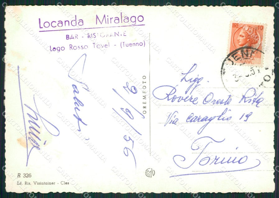 Trento Tuenno Lago Rosso Saluti da Foto FG cartolina ZKM7037 – retro