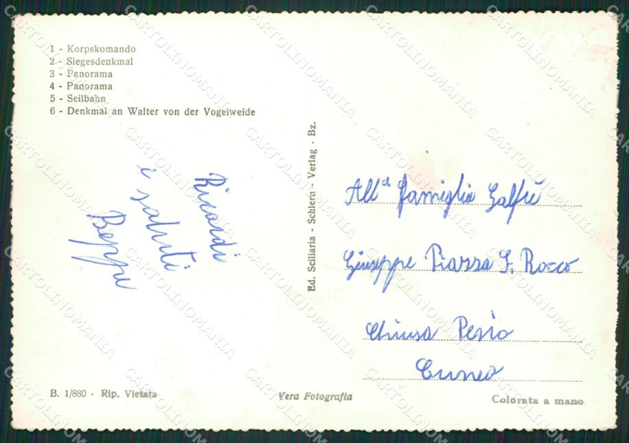 Bolzano Città Saluti da Foto FG cartolina ZKM7052 – retro