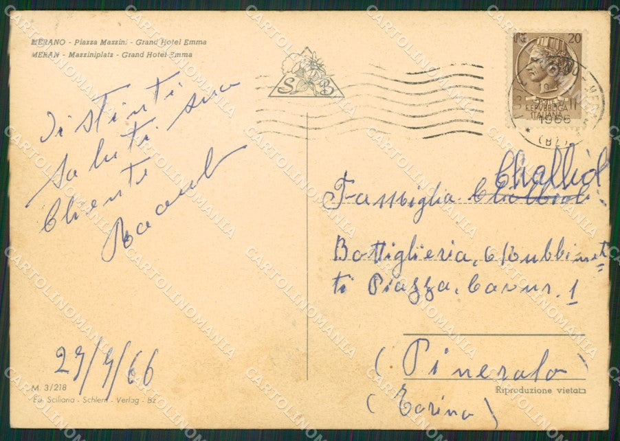 Bolzano Merano Carrozza Foto FG cartolina ZKM7063 – retro