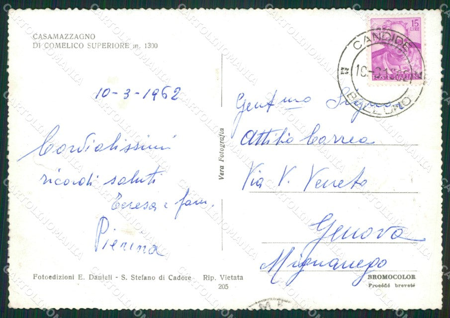 Belluno Comelico Superiore Casamazzagno Foto FG cartolina ZKM7116 – retro