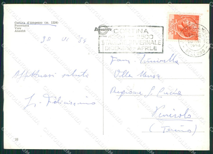 Belluno Cortina D'Ampezzo Foto FG cartolina ZKM7131 – retro
