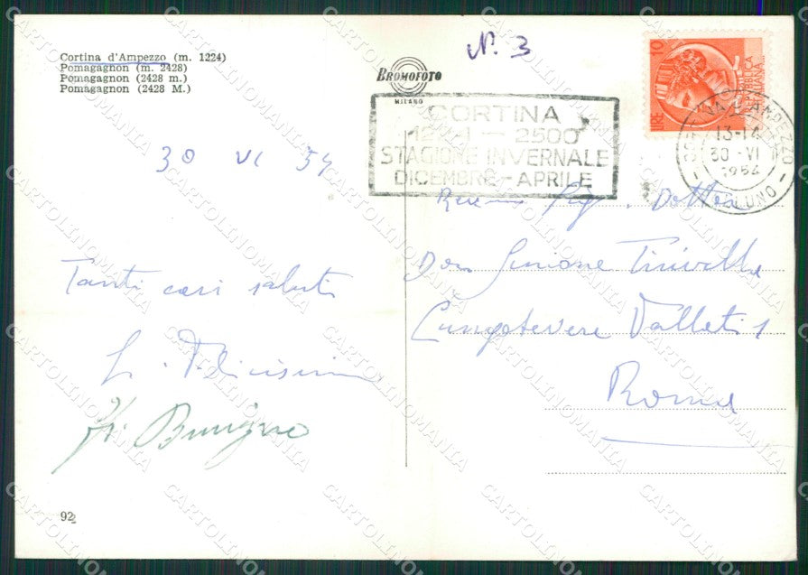 Belluno Cortina D'Ampezzo Foto FG cartolina ZKM7133 – retro