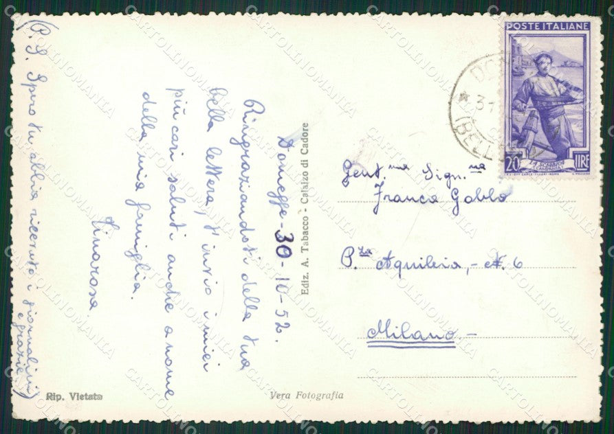 Belluno Domegge Foto FG cartolina ZKM7135 – retro