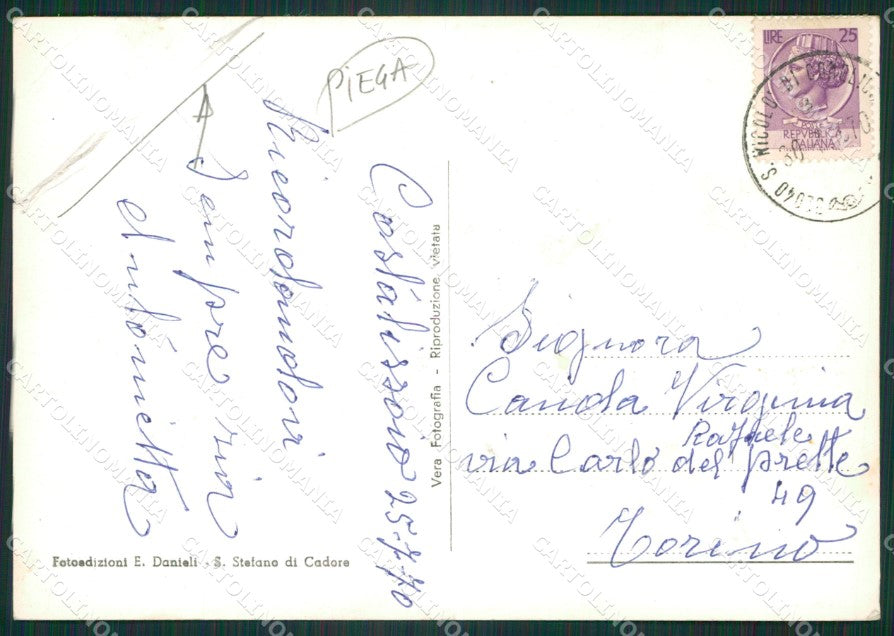 Belluno San Nicolò di Comelico Gera di PIEGA Foto FG cartolina ZKM7136 – retro