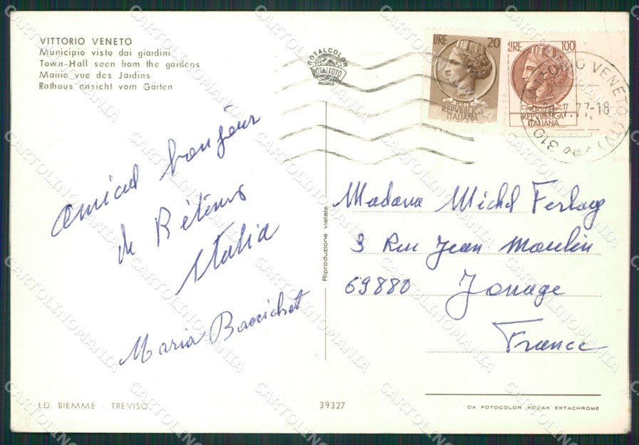 Treviso Vittorio Veneto Municipio Foto FG cartolina ZKM7170 – retro