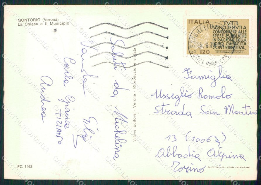 Verona Montorio Foto FG cartolina ZKM7191 – retro