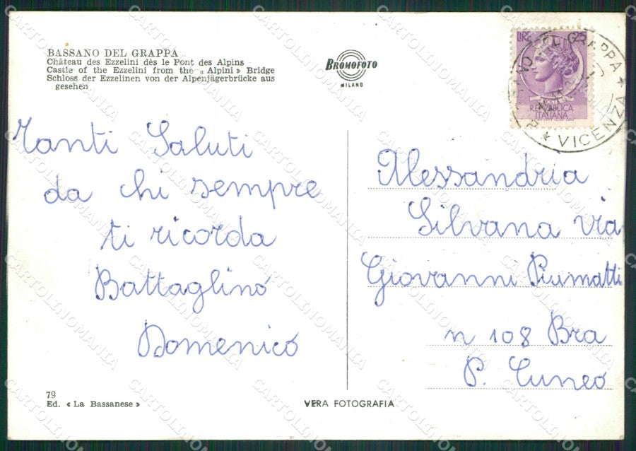 Vicenza Bassano del Grappa Foto FG cartolina ZKM7212 – retro