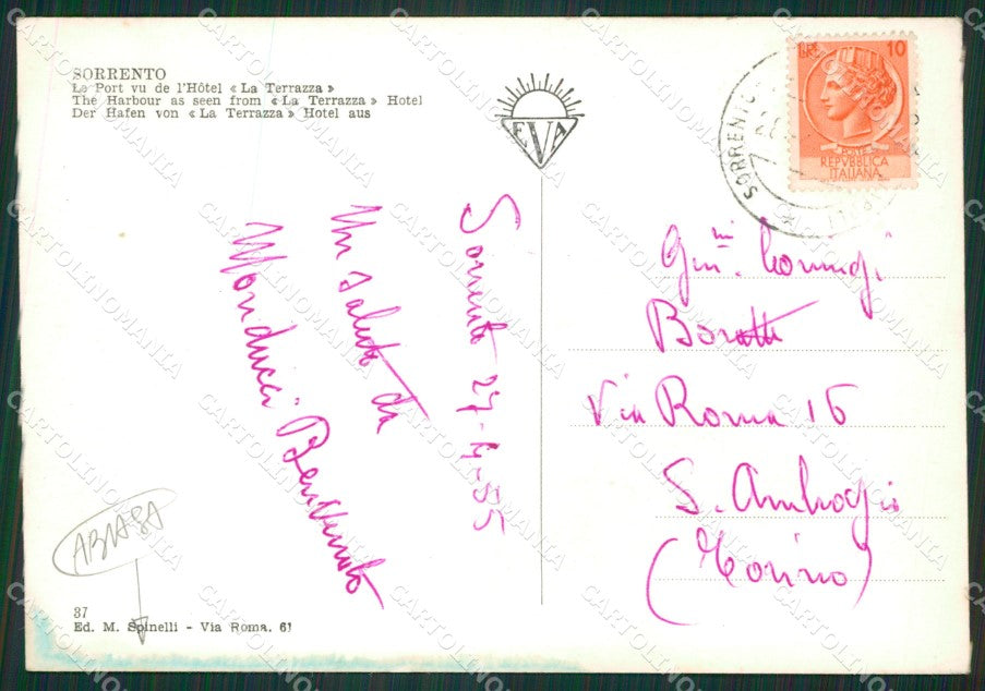 Napoli Sorrento ABRASA Foto FG cartolina ZKM7246 – retro