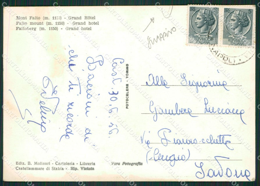 Napoli Vico Equense Monte Faito STRAPPINO Foto FG cartolina ZKM7252 – retro