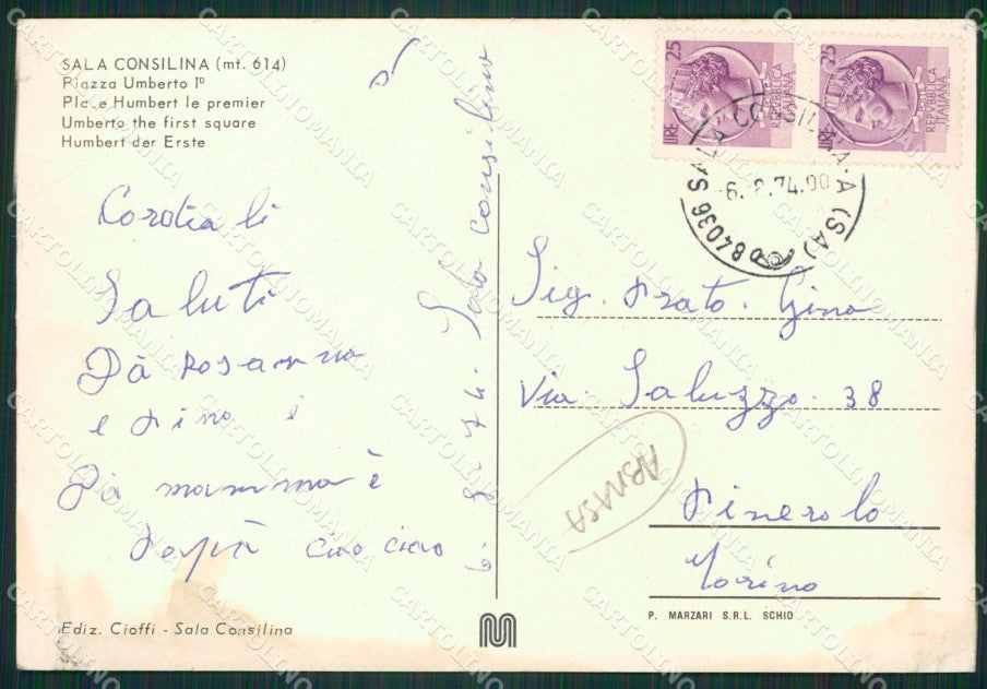 Salerno Sala Consilina Auto Foto FG cartolina ZKM7306 – retro
