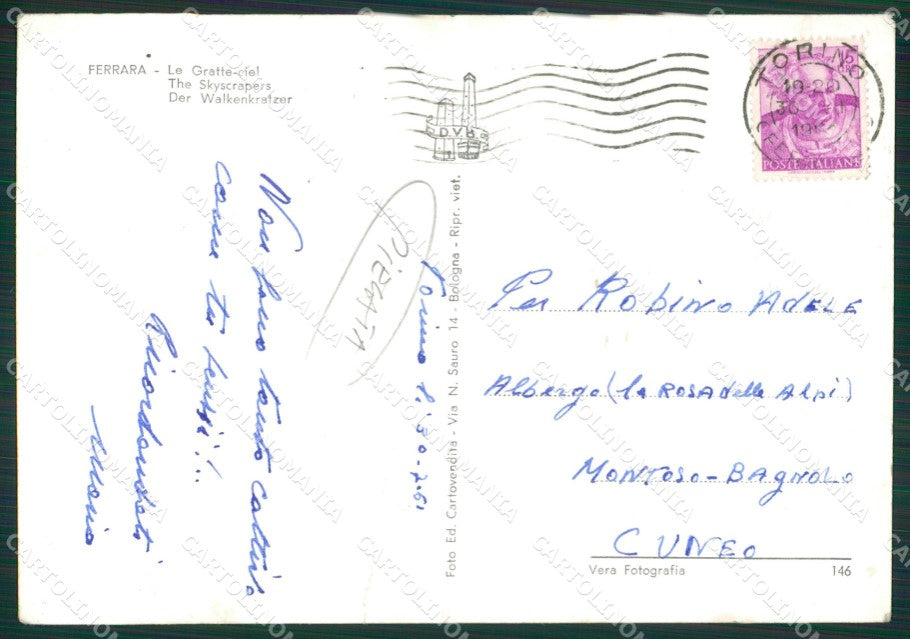 Ferrara Città PIEGATA Foto FG cartolina ZKM7356 – retro