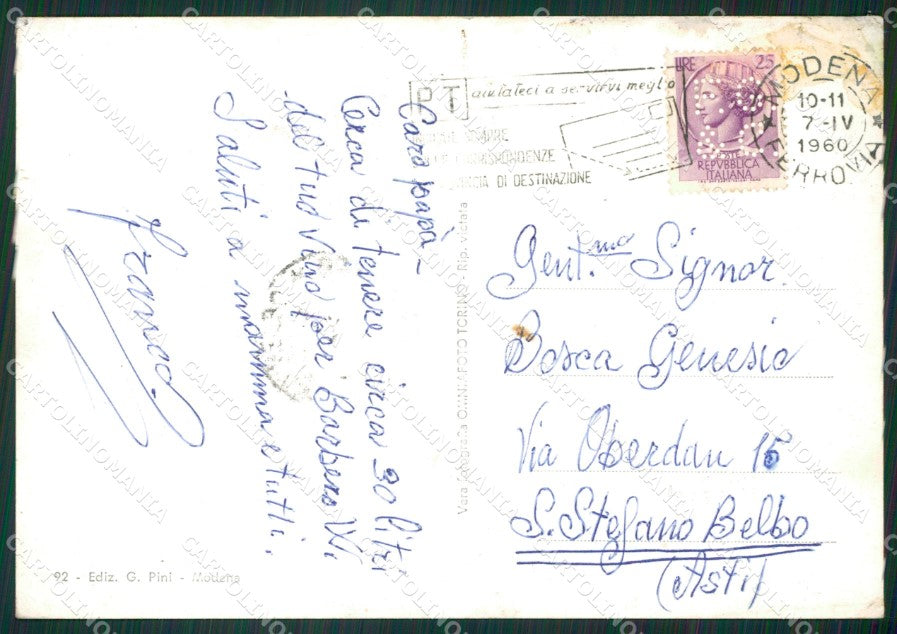 Modena Città Foto FG cartolina ZKM7382 – retro