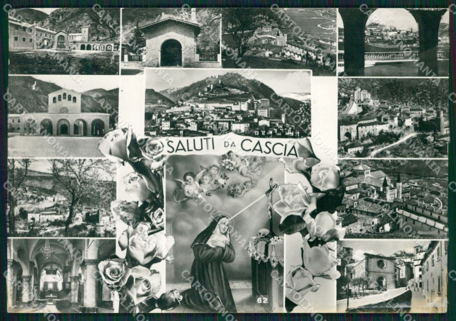 Perugia Cascia Saluti da Foto FG cartolina ZKM7434 – fronte