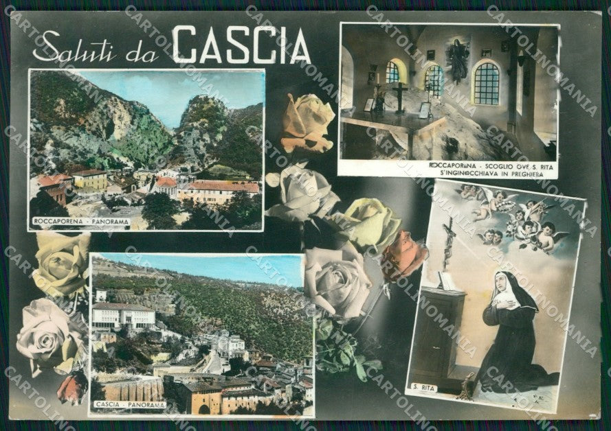 Perugia Cascia Saluti da Foto FG cartolina ZKM7436 – fronte