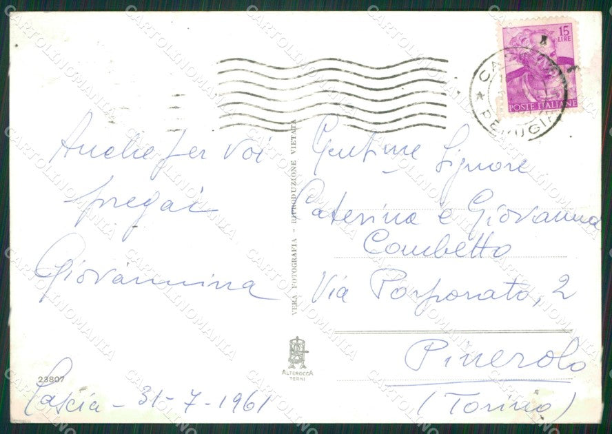 Perugia Cascia Saluti da Foto FG cartolina ZKM7436 – retro