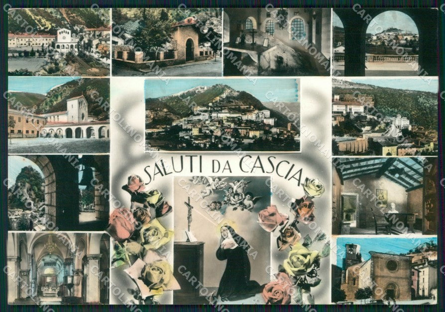 Perugia Cascia Saluti da Foto FG cartolina ZKM7441 – fronte