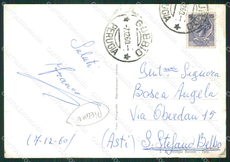 Perugia Gubbio Saluti da PIEGHE Foto FG cartolina ZKM7443 – retro