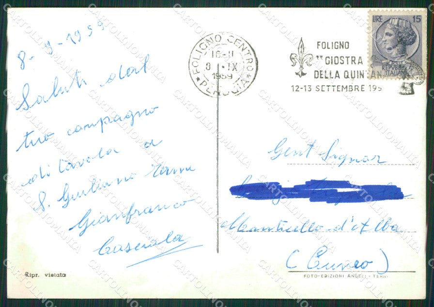 Perugia Foligno Saluti da Foto FG cartolina ZKM7454 – retro