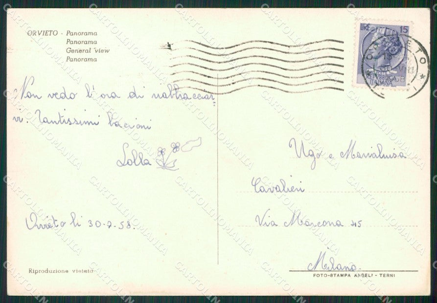 Terni Orvieto Foto FG cartolina ZKM7456 – retro