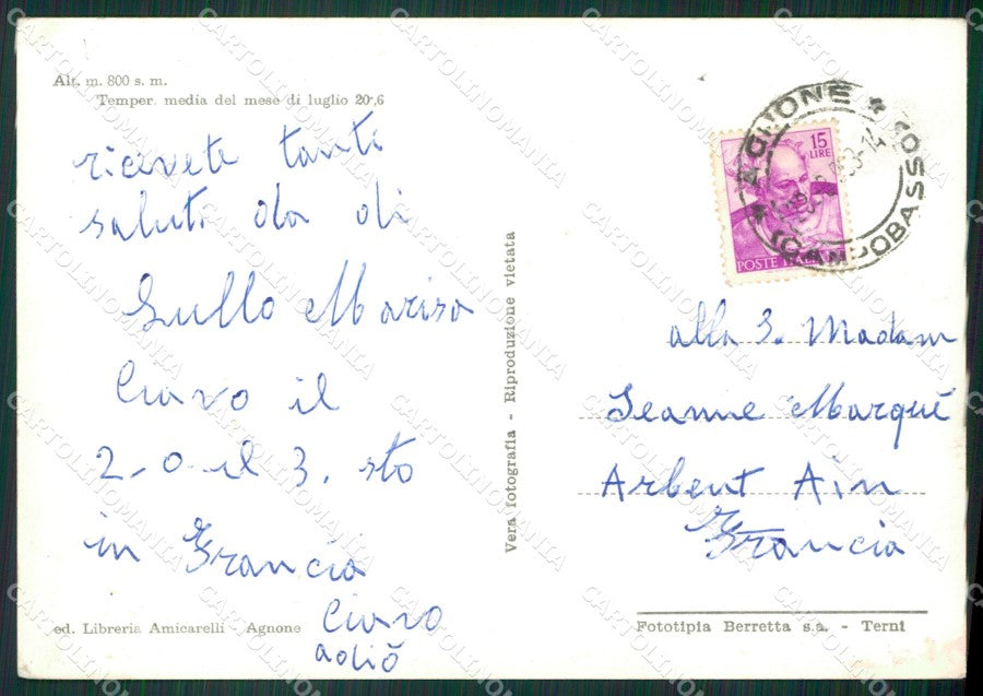 Isernia Agnone Saluti da Foto FG cartolina ZKM7534 – retro