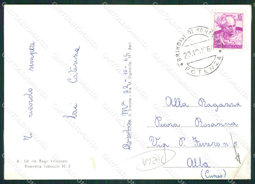 Potenza Brindisi Montagna PIEGA Foto FG cartolina ZKM7551 – retro